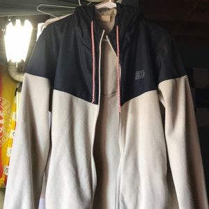 Hollister Fleece Jacket Size Medium White and Navy